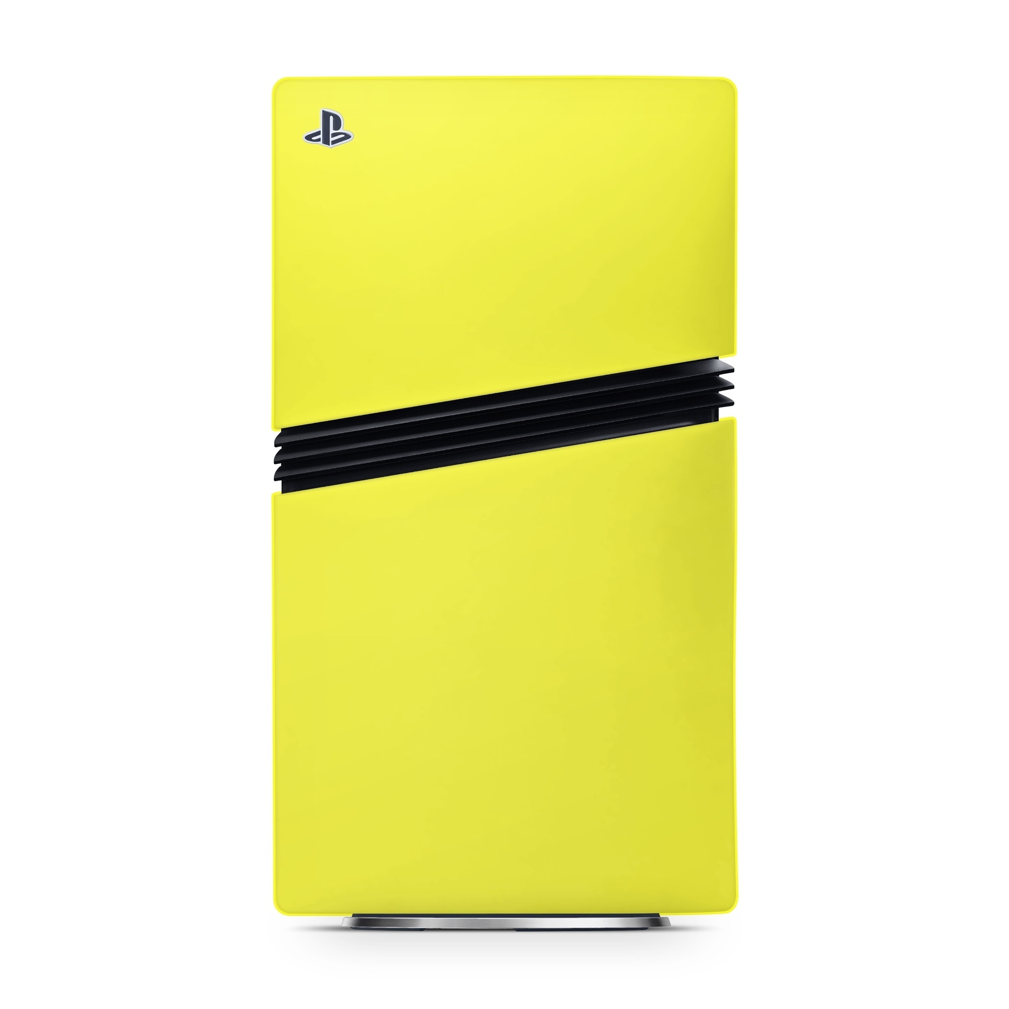 PlayStation 5 Pro Skin design of Yellow, Font, Electric blue, Peach, Pattern, Magenta, with yellow colors