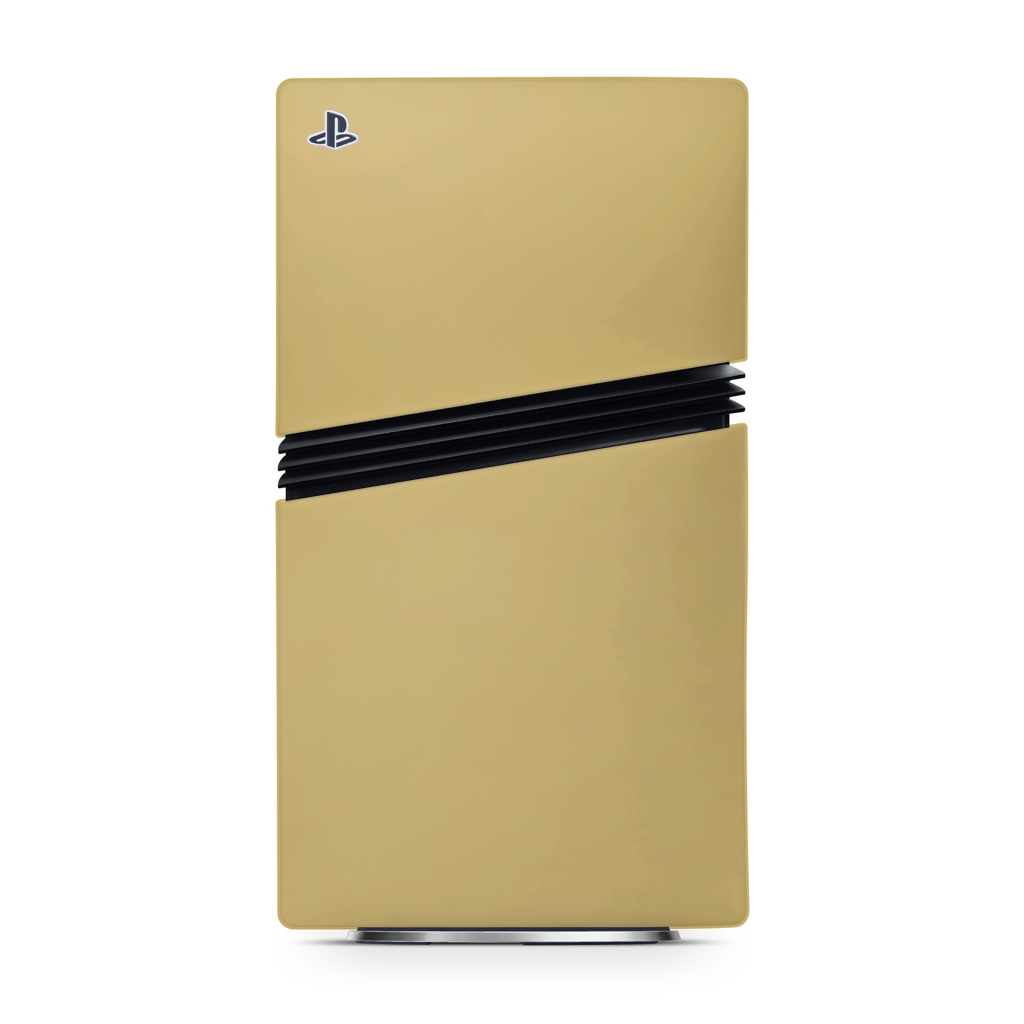PlayStation 5 Pro Skin design of Brown, Amber, Beige, Pattern, Peach, Font, Tints and shades, Event, Rectangle, Circle, with yellow colors