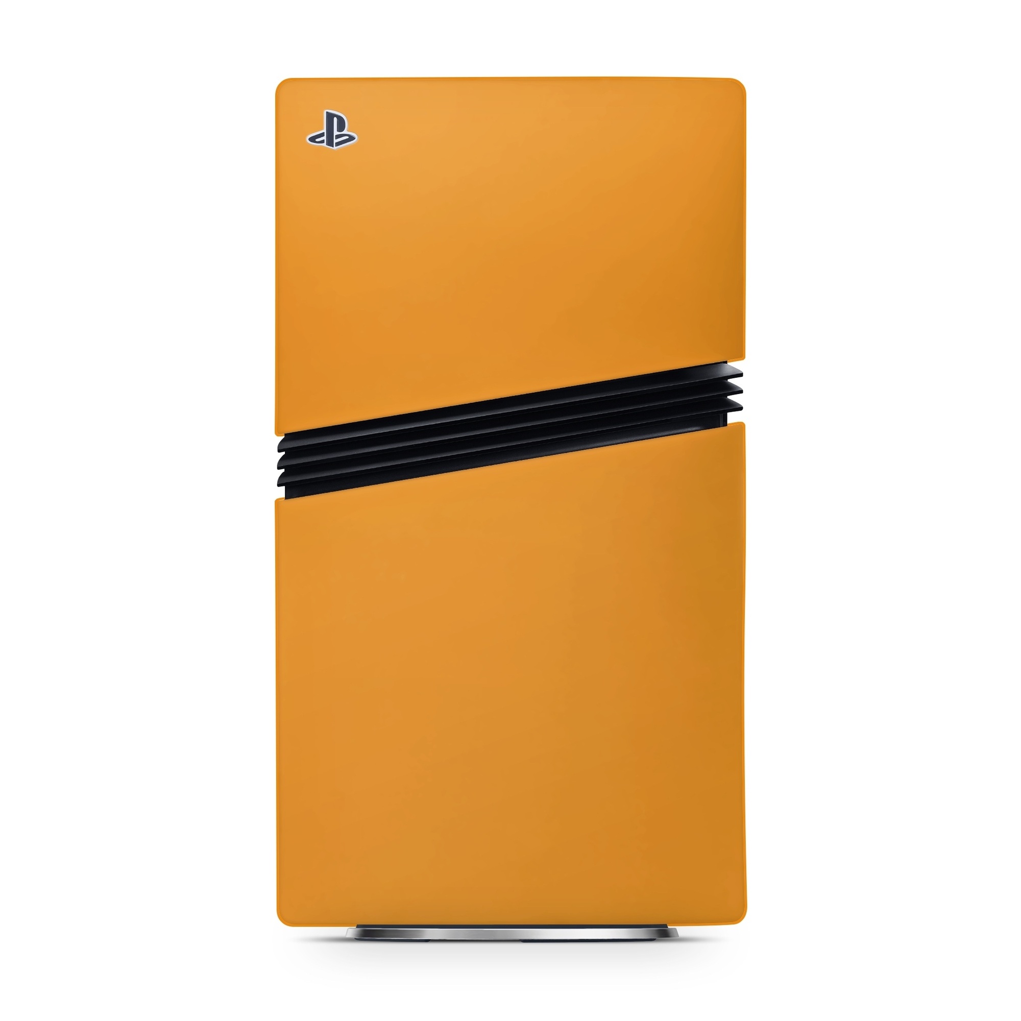 PlayStation 5 Pro Skin design of Orange, Yellow, Brown, Text, Amber, Font, Peach, with orange colors