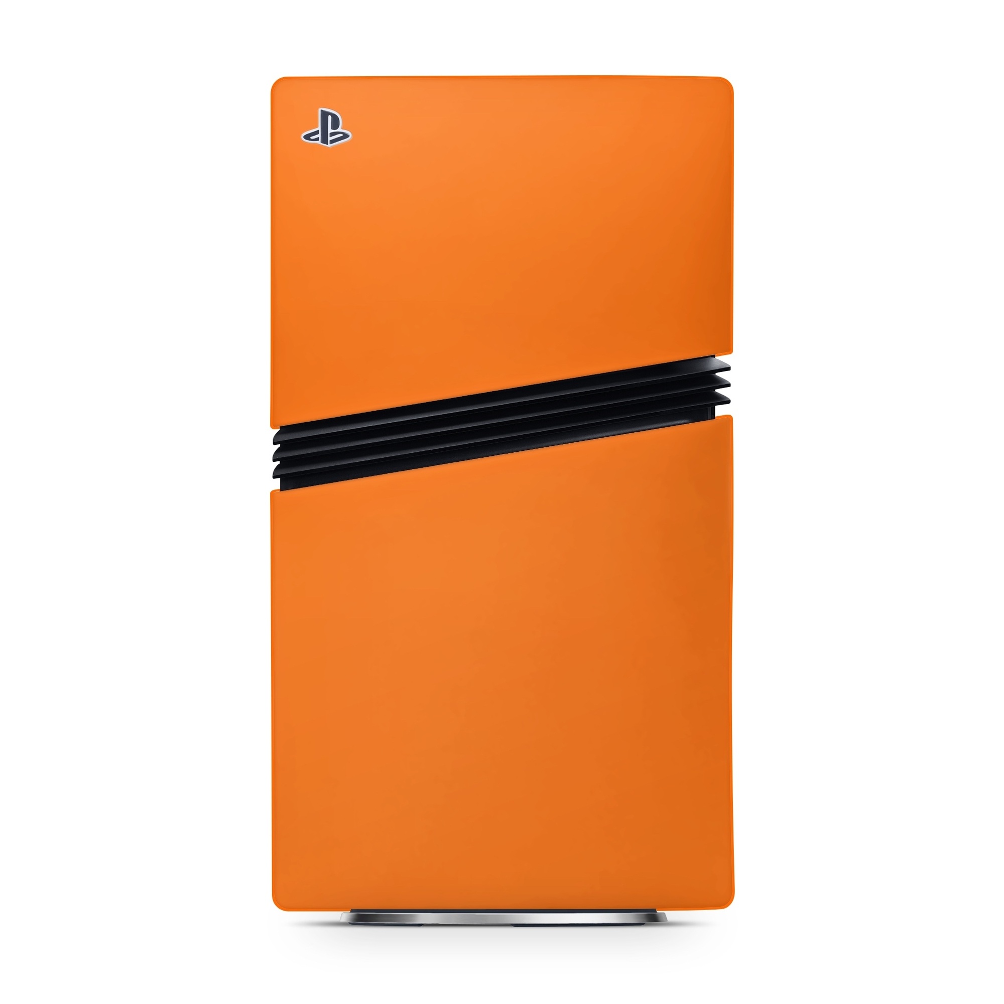 PlayStation 5 Pro Skin design of Brown, Amber, Orange, Peach, Pattern, Magenta, Tints and shades, Font, Carmine, Event, with orange colors