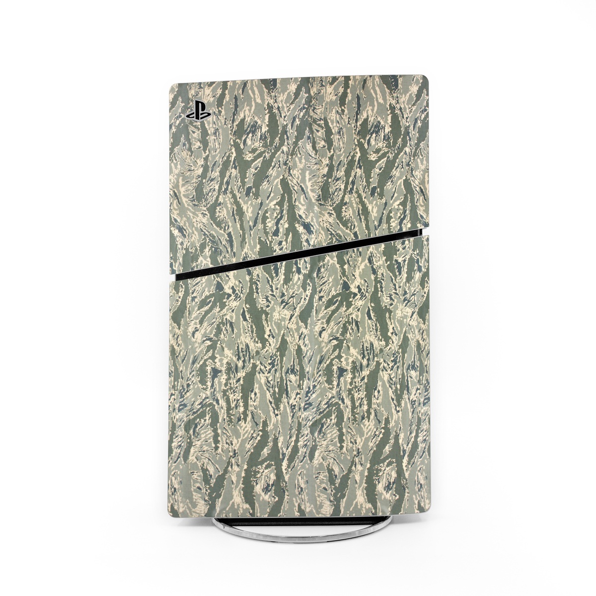 PlayStation 5 Slim Skin design of Pattern, Grass, Plant, with gray, green colors