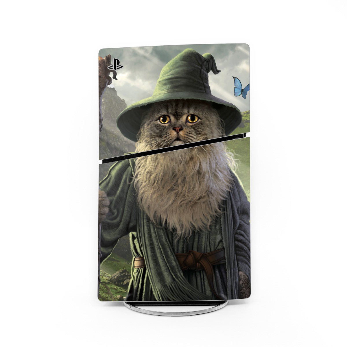 PlayStation 5 Slim Skin design of Beard, Facial hair, Illustration, Mythology, Magician, Fictional character, Cg artwork, Games, Art, with green, gray, brown, blue, green, white, yellow, black colors