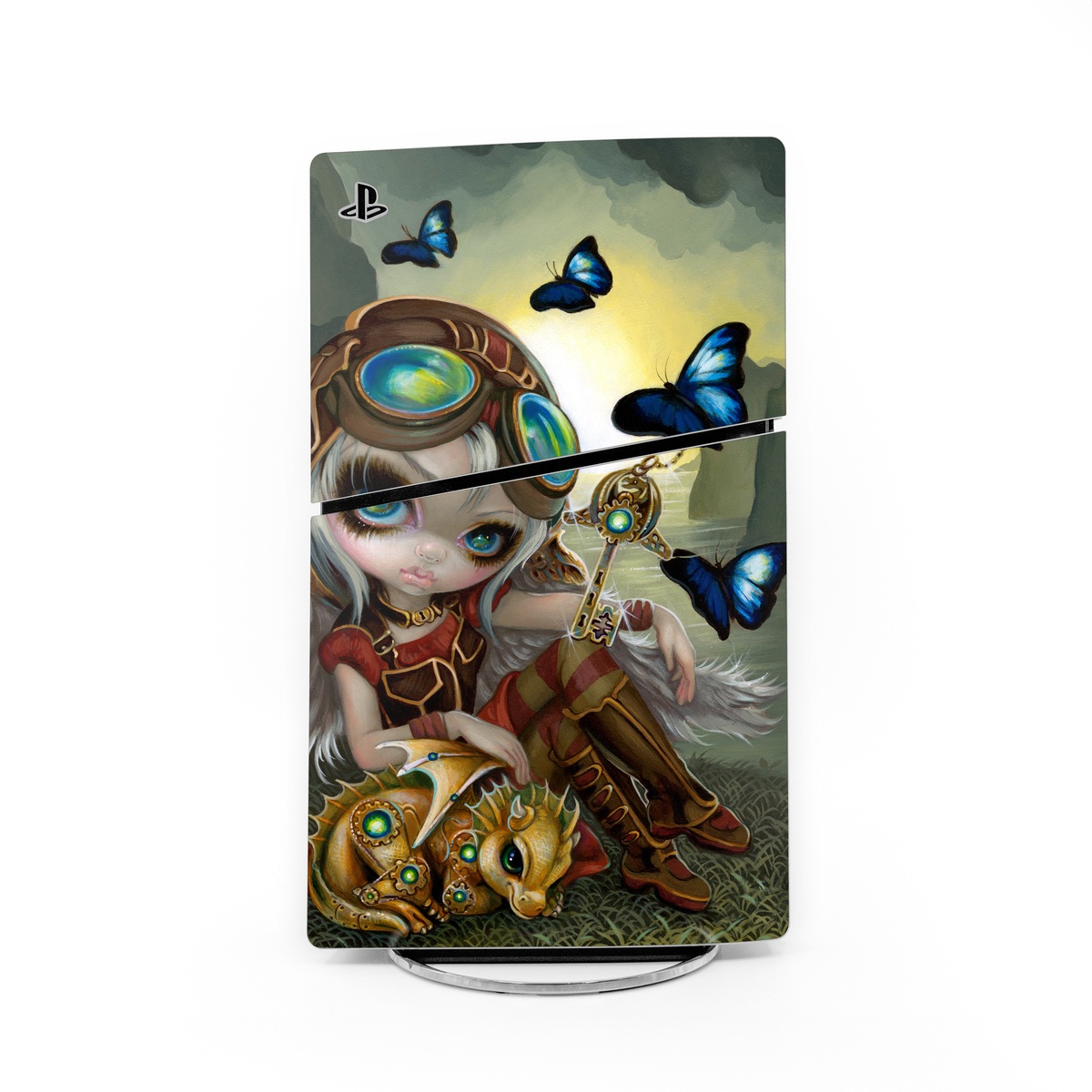 PlayStation 5 Slim Skin design of Cg artwork, Illustration, Fictional character, Art, Mythology, Games, Massively multiplayer online role-playing game, with black, green, red, yellow, brown, blue colors