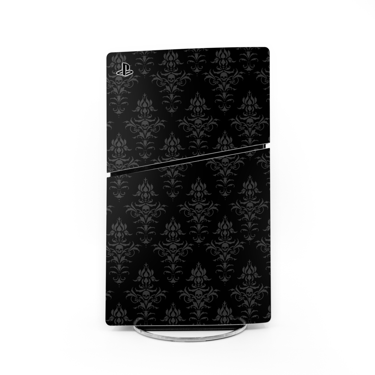 PlayStation 5 Slim Skin design of Black, Pattern, Design, Monochrome, Black-and-white, Darkness, Monochrome photography, Symmetry, with black, gray colors