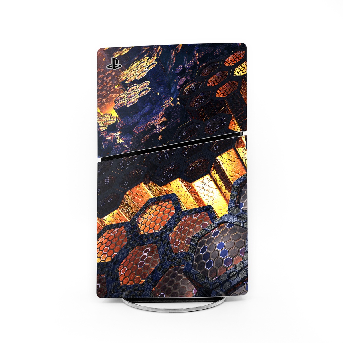 PlayStation 5 Slim Skin design of Geological phenomenon, Sky, Water, Cobblestone, Rock, Reflection, Colorfulness, World, Art, with black, red, green colors