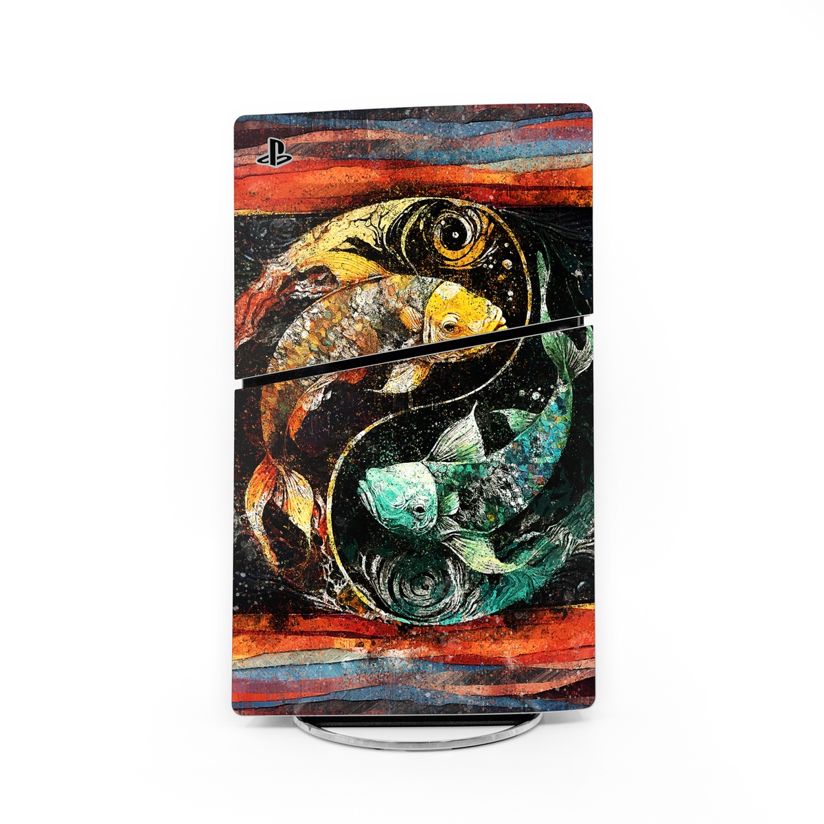 PlayStation 5 Slim Skin design of Art paint, Paint, Painting, Art, Creative arts, Pattern, Visual arts, Mural, Illustration, Graphics, with black, red, blue, yellow, green, orange, purple colors