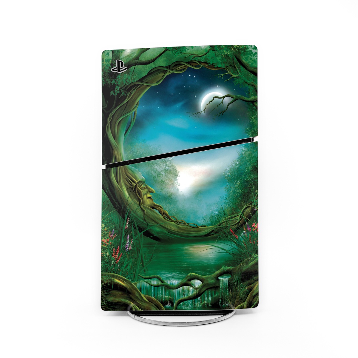 PlayStation 5 Slim Skin design of Fractal art, Art, Organism, Fictional character, Earth, Cg artwork, with black, blue, green, gray colors
