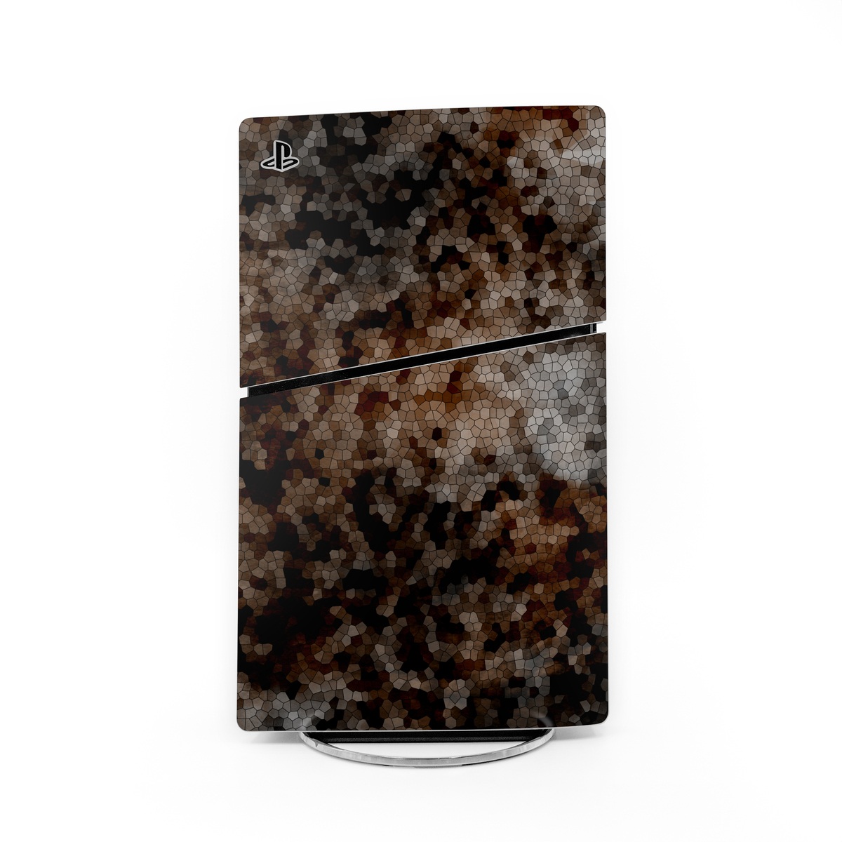 PlayStation 5 Slim Skin design of Brown, Design, Soil, Pattern, Rock, Rust, Granite, Metal, with black, white, gray, brown colors