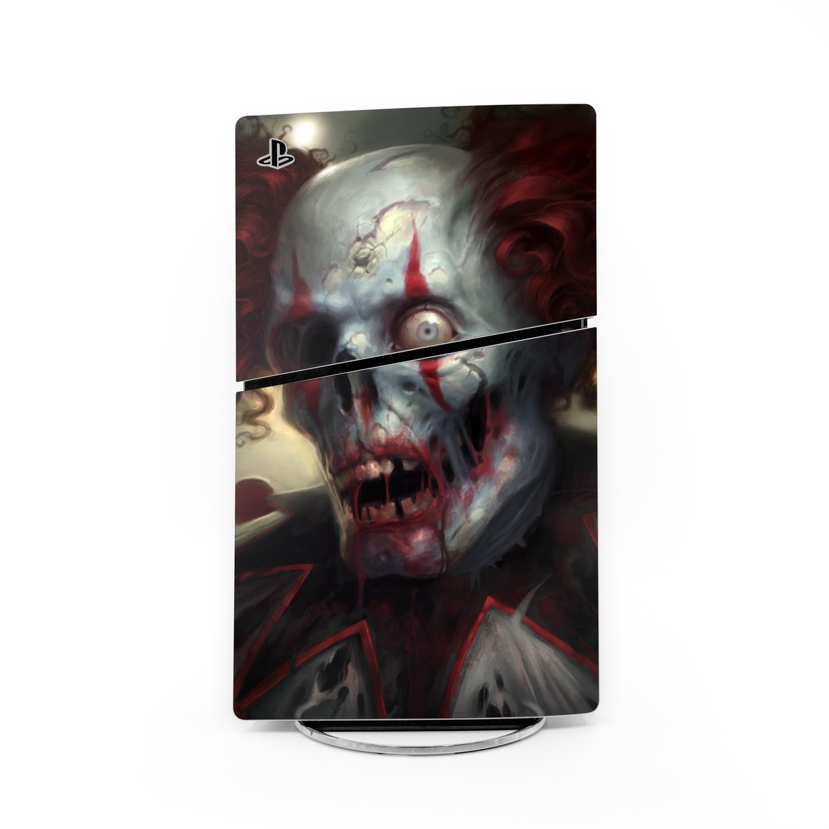 PlayStation 5 Slim Skin design of Illustration, Fictional character, Fiction, Supervillain, Demon, Art, Zombie, Ghost, Supernatural creature, Flesh, with black, gray, green, red colors