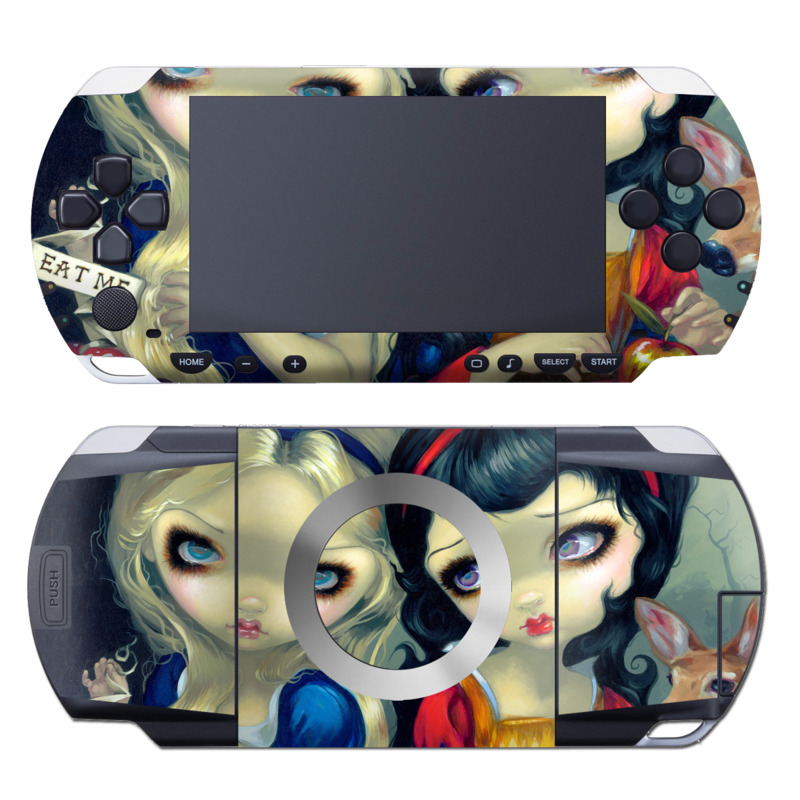 PSP 1st Gen Skin design of Doll, Cartoon, Illustration, Cat, Art, Fawn, Toy, Fictional character, Whiskers, with blue, yellow, red, orange, gray colors