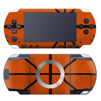 PSP 1st Gen Skin design of Orange, Basketball, Line, Pattern, Sport venue, Brown, Yellow, Design, Net, Team sport with orange, black colors