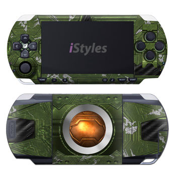 PSP 1st Gen Skin design of Green, Fictional character, Games, Fiction, Pc game, Illustration, Strategy video game, Digital compositing, Art, Screenshot, with green, yellow, orange, black colors