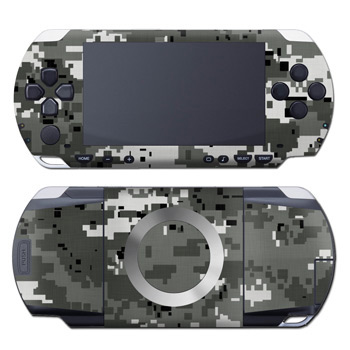 PSP 1st Gen Skin design of Military camouflage, Pattern, Camouflage, Design, Uniform, Metal, Black-and-white, with black, gray colors