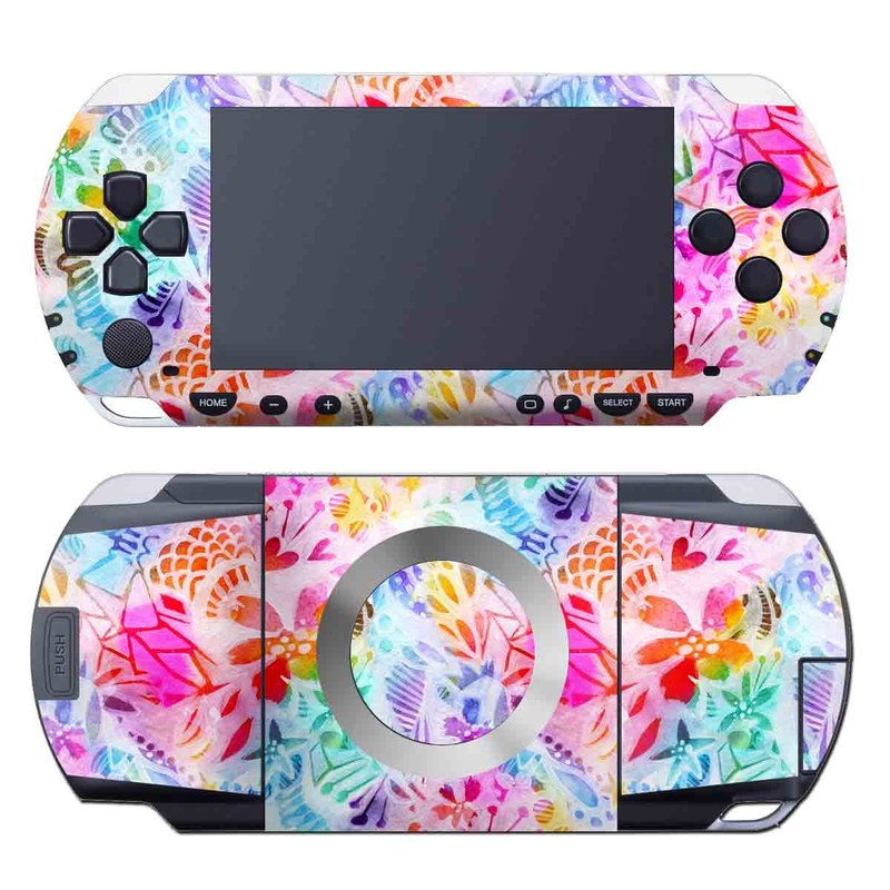 PSP 1st Gen Skin design of Pattern, Design, Textile, Art, with gray, pink, purple, blue colors