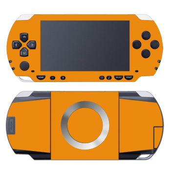 PSP 1st Gen Skin design of Orange, Yellow, Brown, Text, Amber, Font, Peach, with orange colors