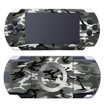 PSP 1st Gen Skin design of Military camouflage, Pattern, Clothing, Camouflage, Uniform, Design, Textile, with black, gray colors