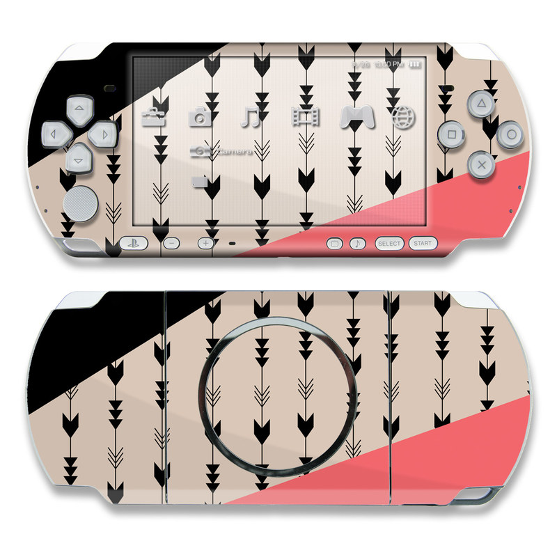 PSP 3rd Gen 3000 Skin design of Line, Pattern, Design, Font, Illustration, with black, gray, pink colors