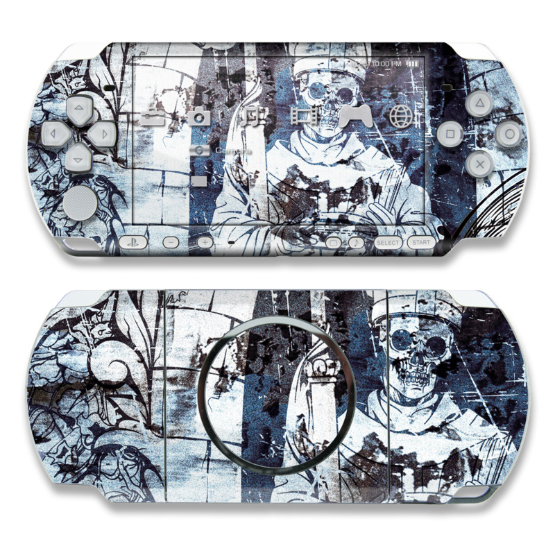 PSP 3rd Gen 3000 Skin design of Illustration, Art, Monochrome, Visual arts, Drawing, Black-and-white, Graphic design, Fictional character, Fiction, Sketch, with white, black, blue, gray colors