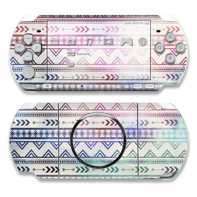 PSP 3rd Gen 3000 Skin design of Pattern, Line, Teal, Design, Textile, with gray, pink, yellow, blue, black, purple colors