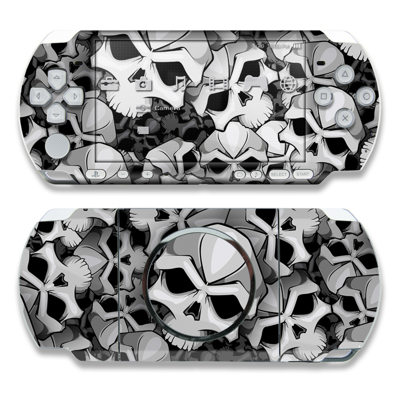PSP 3rd Gen 3000 Skin design of Pattern, Black-and-white, Monochrome, Ball, Football, Monochrome photography, Design, Font, Stock photography, Photography, with gray, black colors