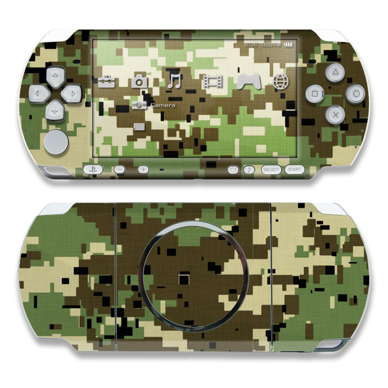 PSP 3rd Gen 3000 Skin design of Military camouflage, Pattern, Camouflage, Green, Uniform, Clothing, Design, Military uniform, with black, gray, green colors
