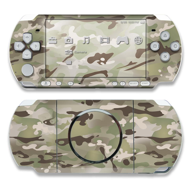 PSP 3rd Gen 3000 Skin design of Military camouflage, Camouflage, Pattern, Clothing, Uniform, Design, Military uniform, Bed sheet, with gray, green, black, red colors