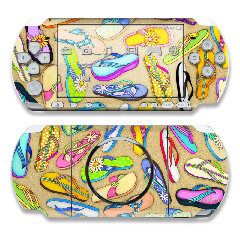 PSP 3rd Gen 3000 Skin design of Pattern, Design, Visual arts, Footwear, Art, with gray, green, blue, pink, purple, orange colors
