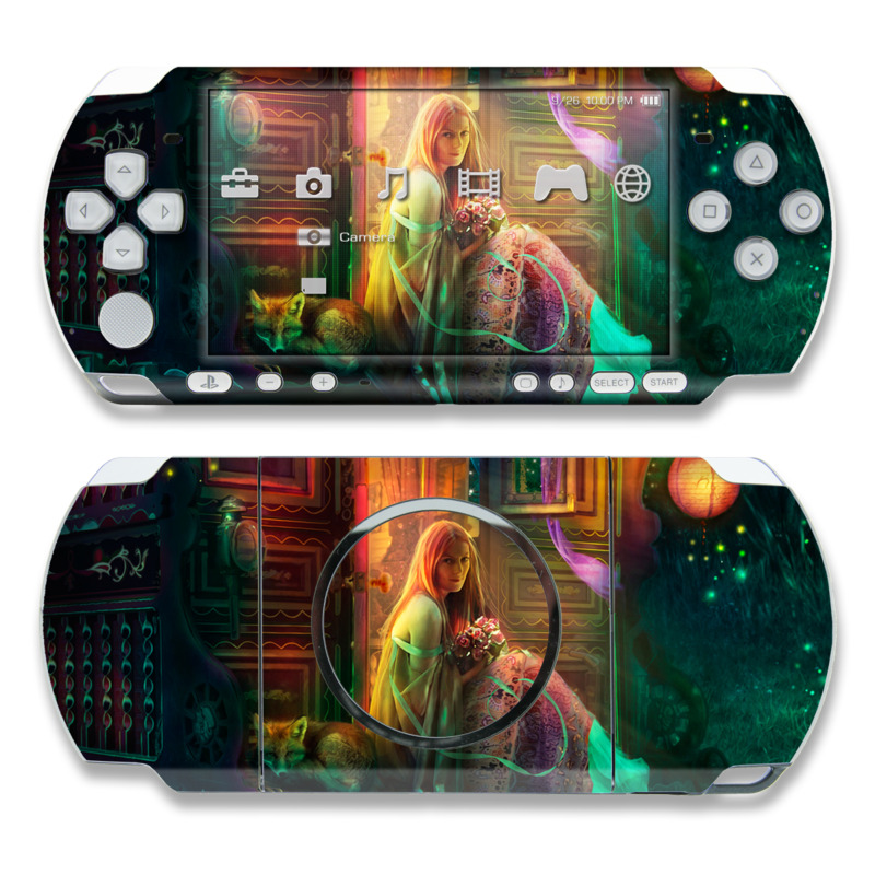 PSP 3rd Gen 3000 Skin design of Illustration, Adventure game, Darkness, Art, Digital compositing, Fictional character, Games, with black, red, blue, green colors