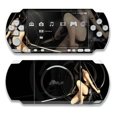 PSP 3rd Gen 3000 Skin design of Black, Photography, Leg, Black hair, Cg artwork, Darkness, Fetish model, Sitting, Flash photography, with black, yellow, gray, white colors