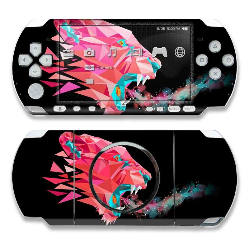 PSP 3rd Gen 3000 Skin design of Pink, Graphic design, Illustration, Design, Organism, Graphics, Font, Art, Animation, Pattern, with black, red, pink, gray colors