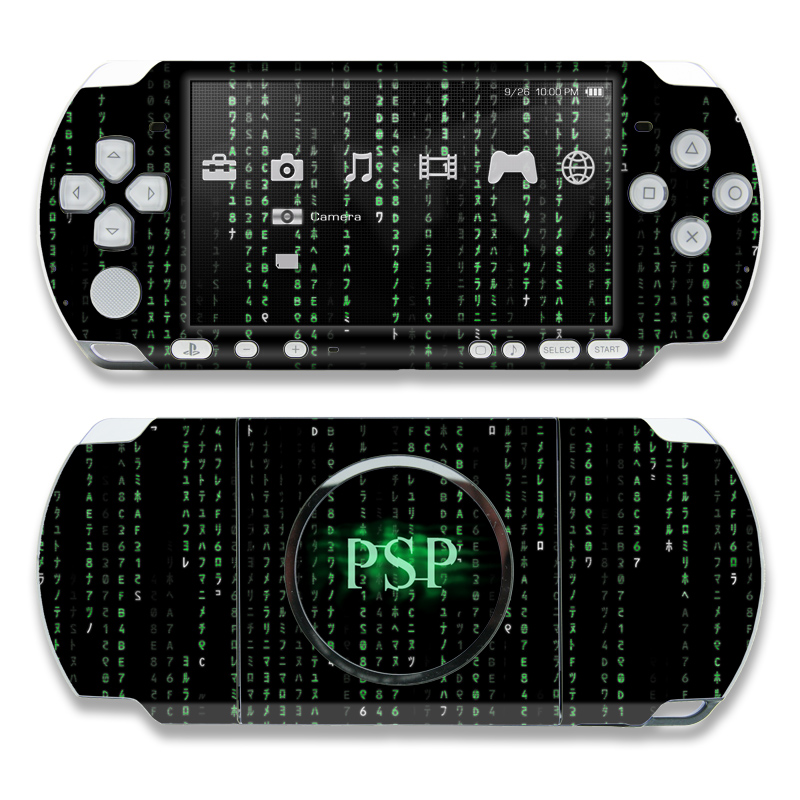 PSP 3rd Gen 3000 Skin design of Green, Black, Pattern, Symmetry, with black colors