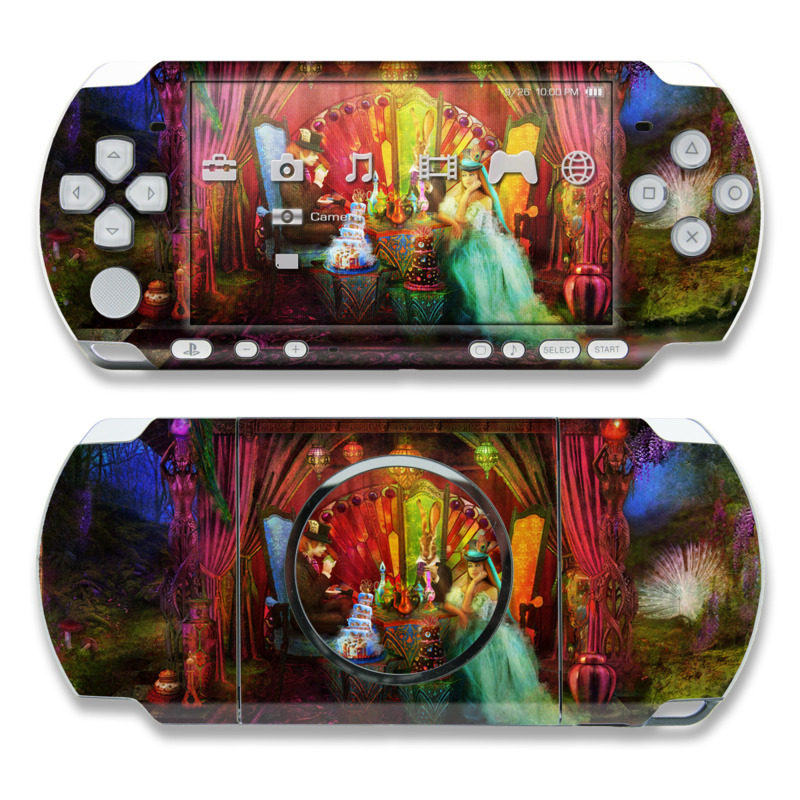 PSP 3rd Gen 3000 Skin design of Hindu temple, Temple, Art, Painting, Place of worship, Stage, Fictional character, with black, red, green, blue, gray colors