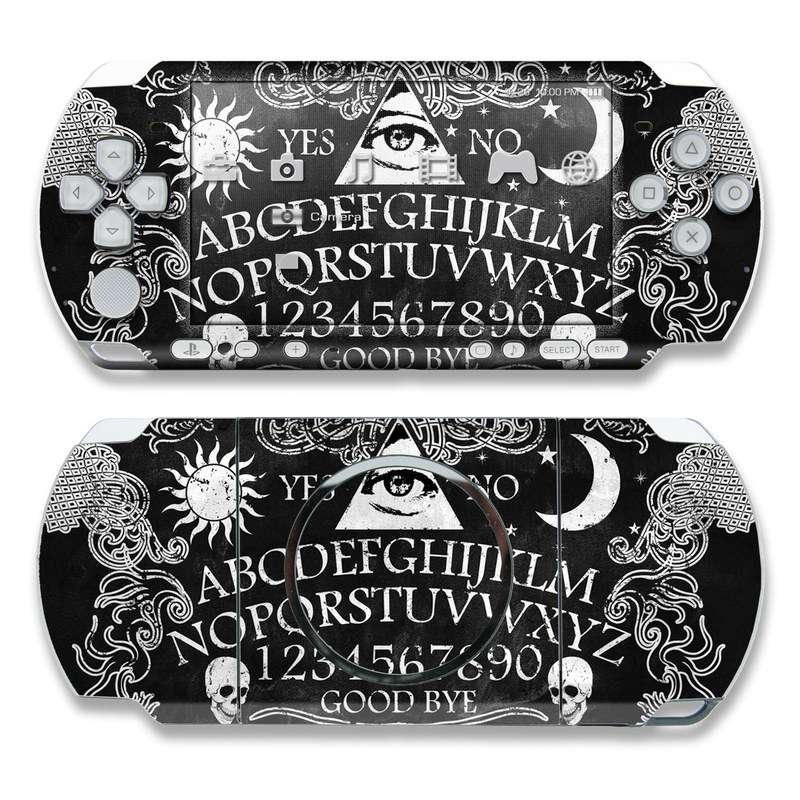 PSP 3rd Gen 3000 Skin design of Text, Font, Pattern, Design, Illustration, Headpiece, Tiara, Black-and-white, Calligraphy, Hair accessory, with black, white, gray colors