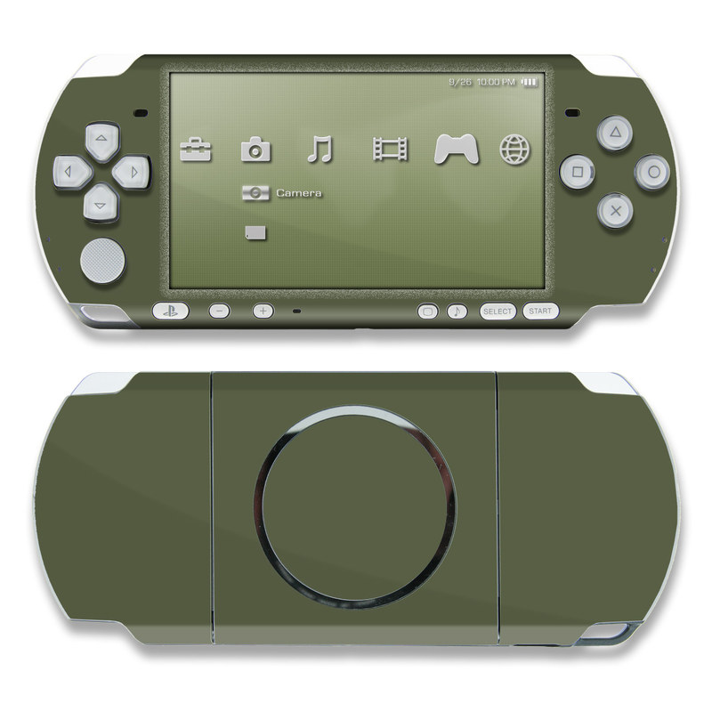 PSP 3rd Gen 3000 Skin design of Green, Brown, Text, Yellow, Grass, Font, Pattern, Beige, with green, brown colors