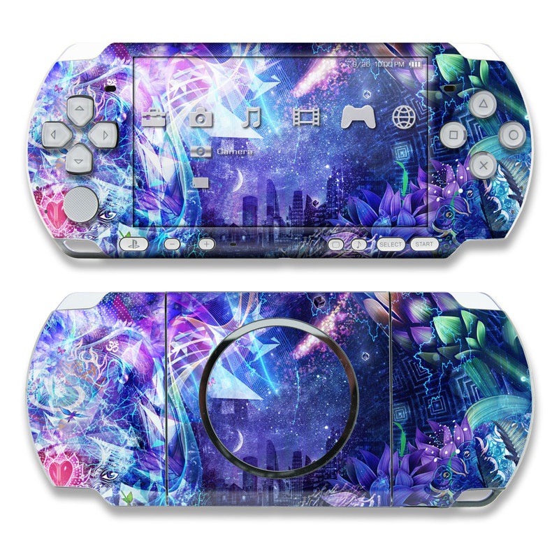 PSP 3rd Gen 3000 Skin design of Blue, Purple, Violet, Lavender, Majorelle blue, Psychedelic art, Electric blue, Organism, Art, Design, with blue, green, purple, red, pink colors