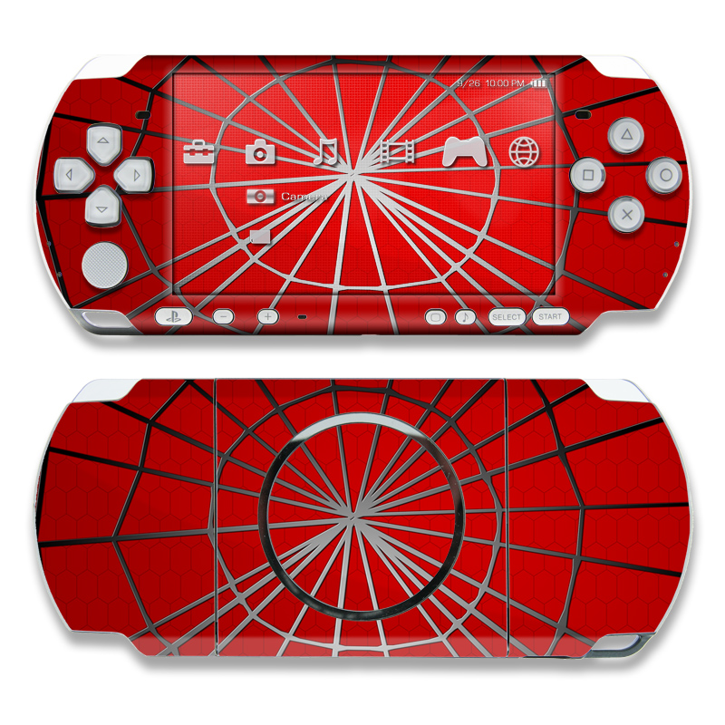 PSP 3rd Gen 3000 Skin design of Red, Symmetry, Circle, Pattern, Line, with red, black, gray colors