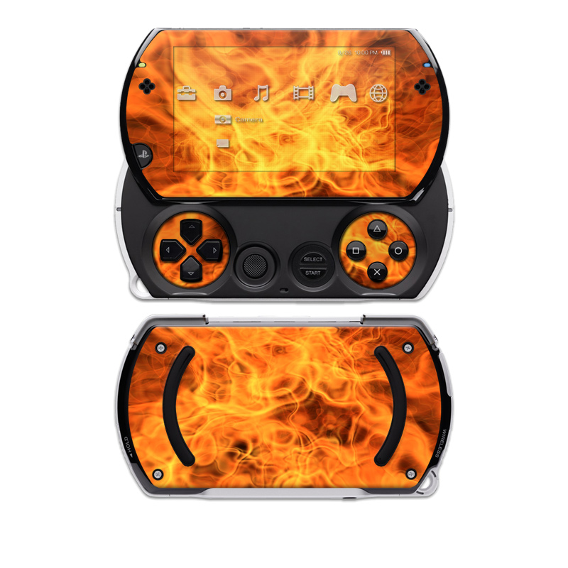 PSP go Skin design of Flame, Fire, Heat, Orange, with red, orange, black colors