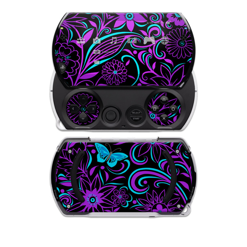 PSP go Skin design of Pattern, Purple, Violet, Turquoise, Teal, Design, Floral design, Visual arts, Magenta, Motif, with black, purple, blue colors