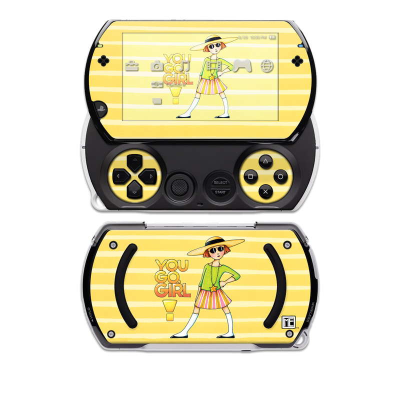 PSP go Skin design of Cartoon, Illustration, Clip art, Art, with orange, pink, yellow, green, gray, black colors
