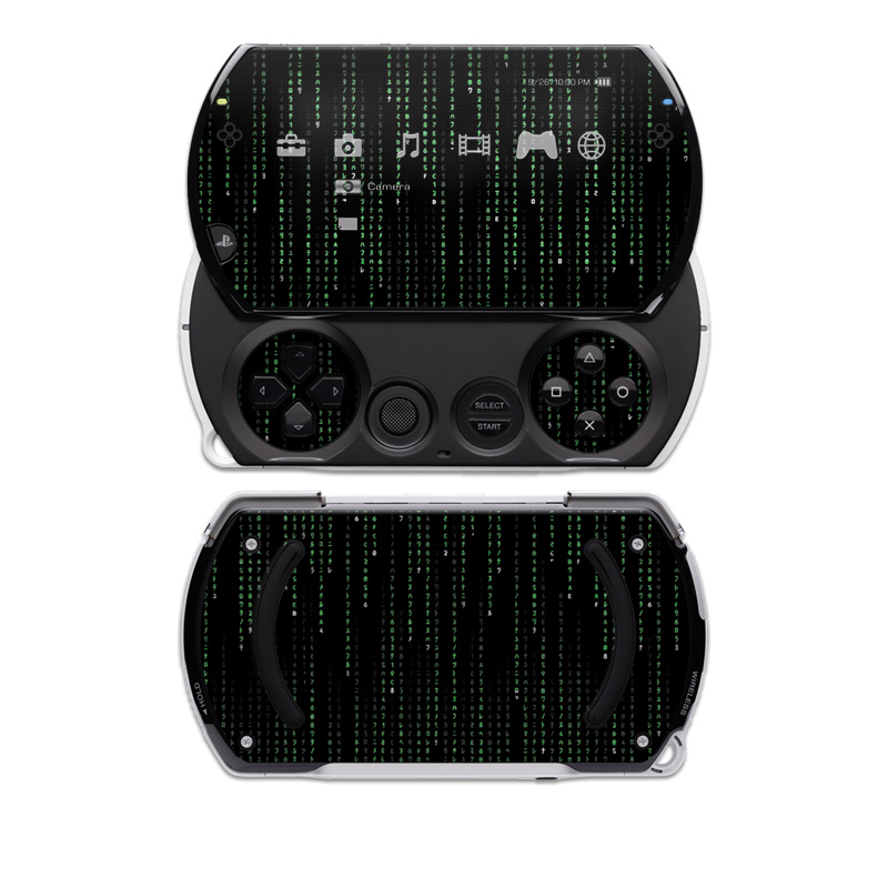 PSP go Skin design of Green, Black, Pattern, Symmetry, with black colors