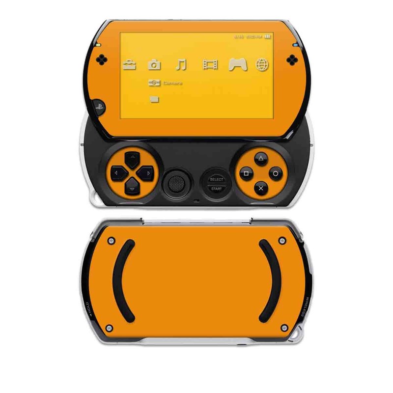 PSP go Skin design of Orange, Yellow, Brown, Text, Amber, Font, Peach, with orange colors