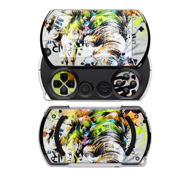 PSP go Skin design of Watercolor paint, Graphic design, Illustration, Acrylic paint, Art, Modern art, Painting, Visual arts, Paint, Graphics, with gray, black, green, red, blue colors