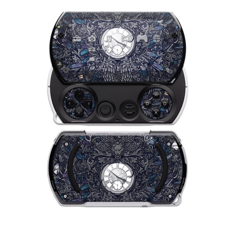 PSP go Skin design of Blue, Pattern, Psychedelic art, Design, Circle, Art, Font, Graphic design, Visual arts, Illustration, with black, gray colors