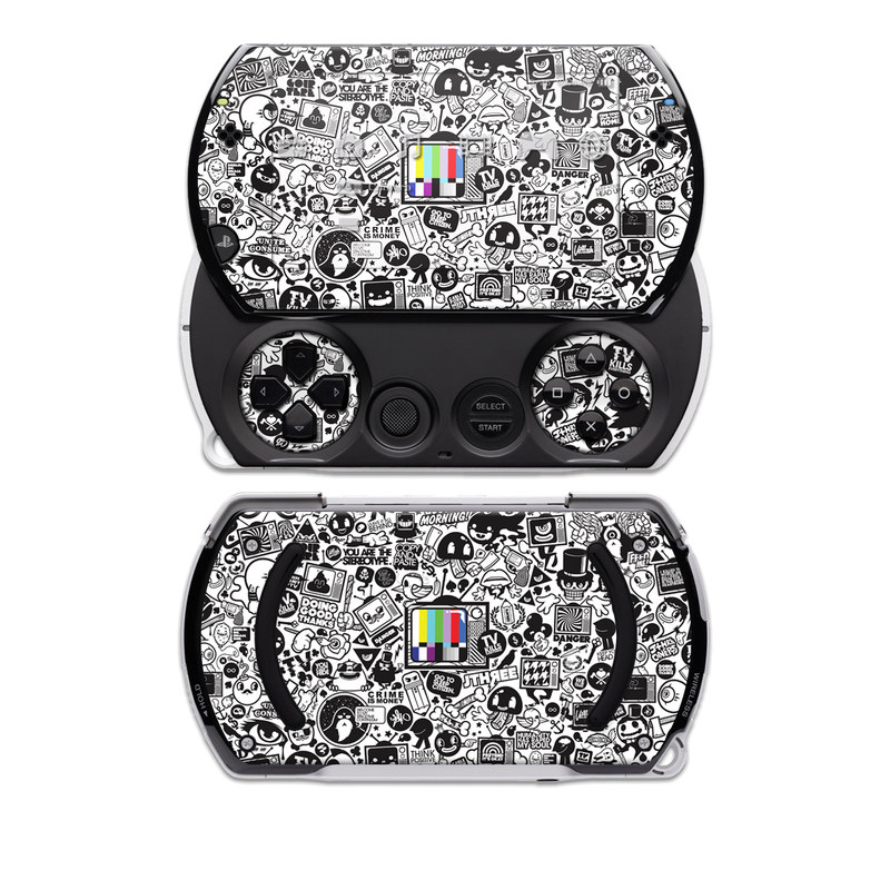 PSP go Skin design of Pattern, Drawing, Doodle, Design, Visual arts, Font, Black-and-white, Monochrome, Illustration, Art, with gray, black, white colors
