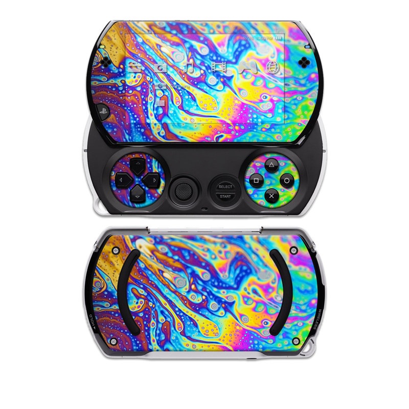 PSP go Skin design of Psychedelic art, Blue, Pattern, Art, Visual arts, Water, Organism, Colorfulness, Design, Textile, with gray, blue, orange, purple, green colors