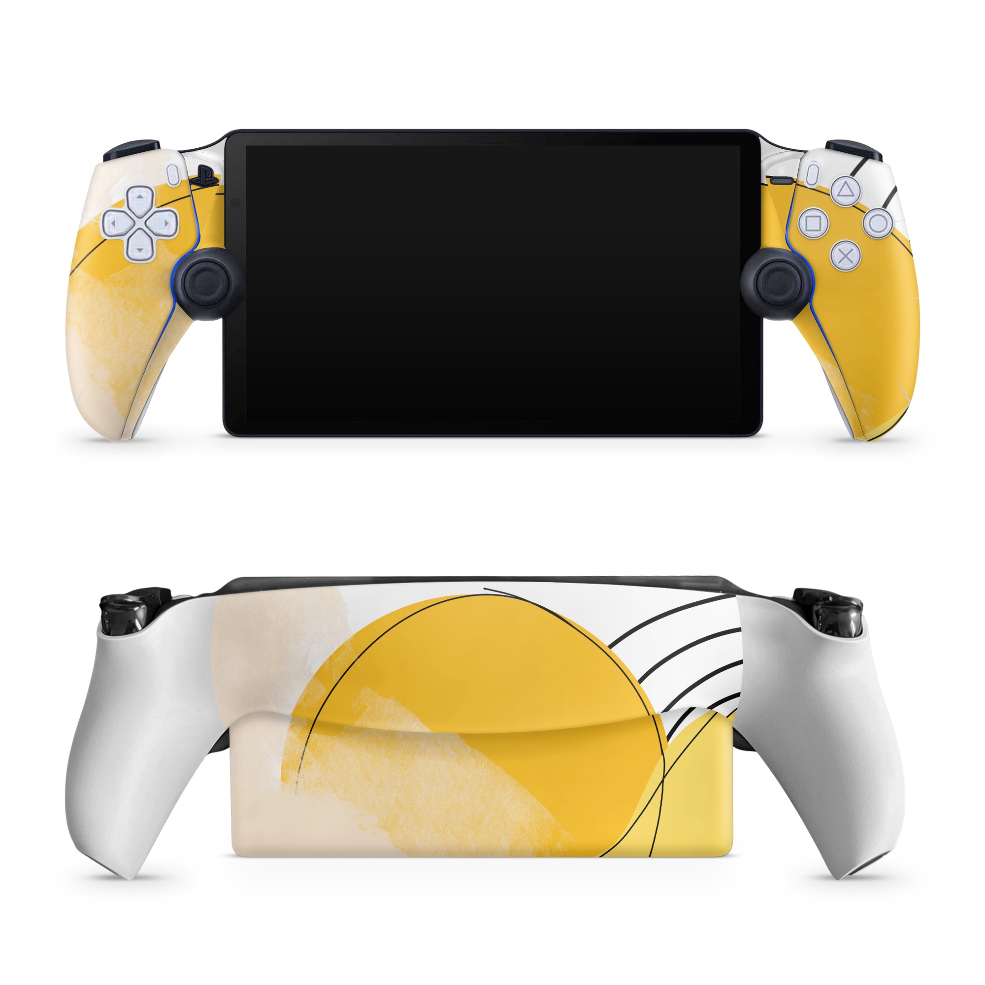 PlayStation Portal Skin design of Yellow, Line, Illustration, Graphics, with white, black, brown, yellow colors