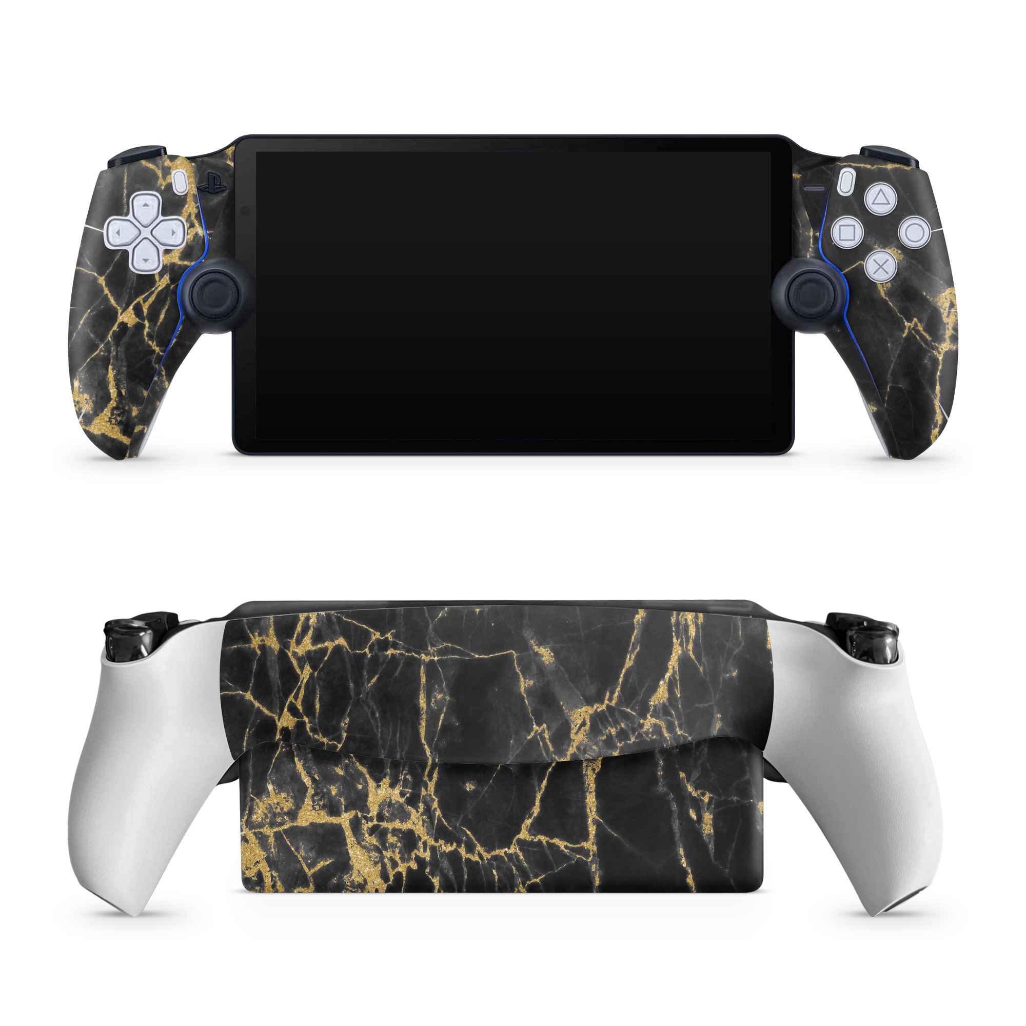 PlayStation Portal Skin design of Black, Yellow, Water, Brown, Branch, Leaf, Rock, Tree, Marble, Sky, with black, yellow colors