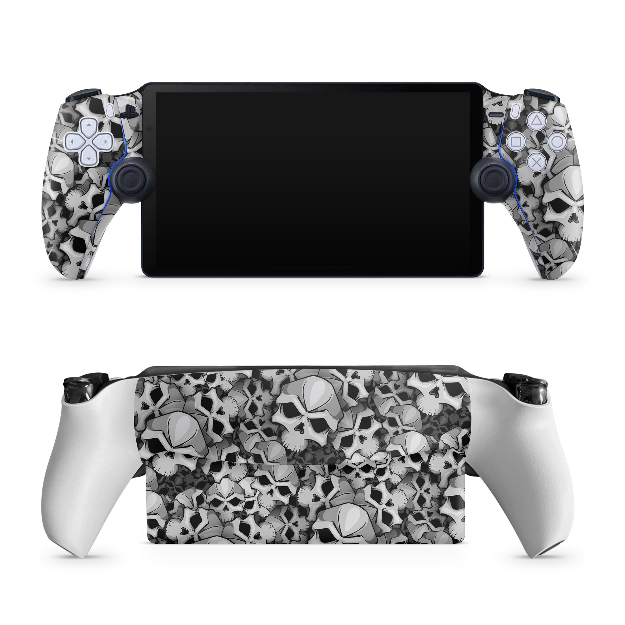 PlayStation Portal Skin design of Pattern, Black-and-white, Monochrome, Ball, Football, Monochrome photography, Design, Font, Stock photography, Photography, with gray, black colors