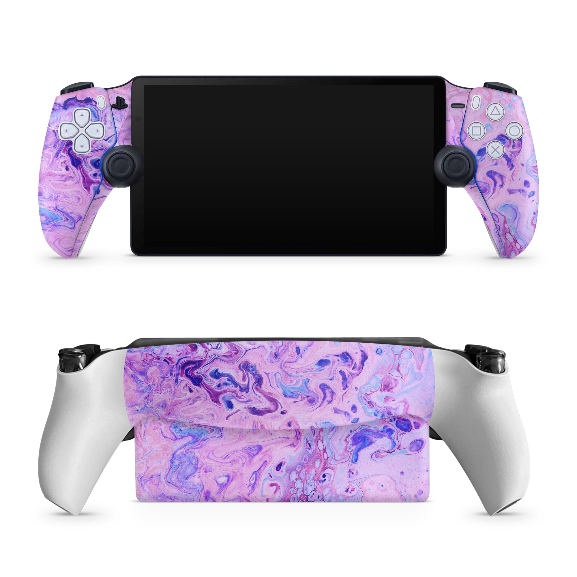 PlayStation Portal Skin design of Purple, Violet, Lilac, Art, Pattern, Modern art, Painting, Visual arts, Acrylic paint, Magenta, with pink, purple, blue colors
