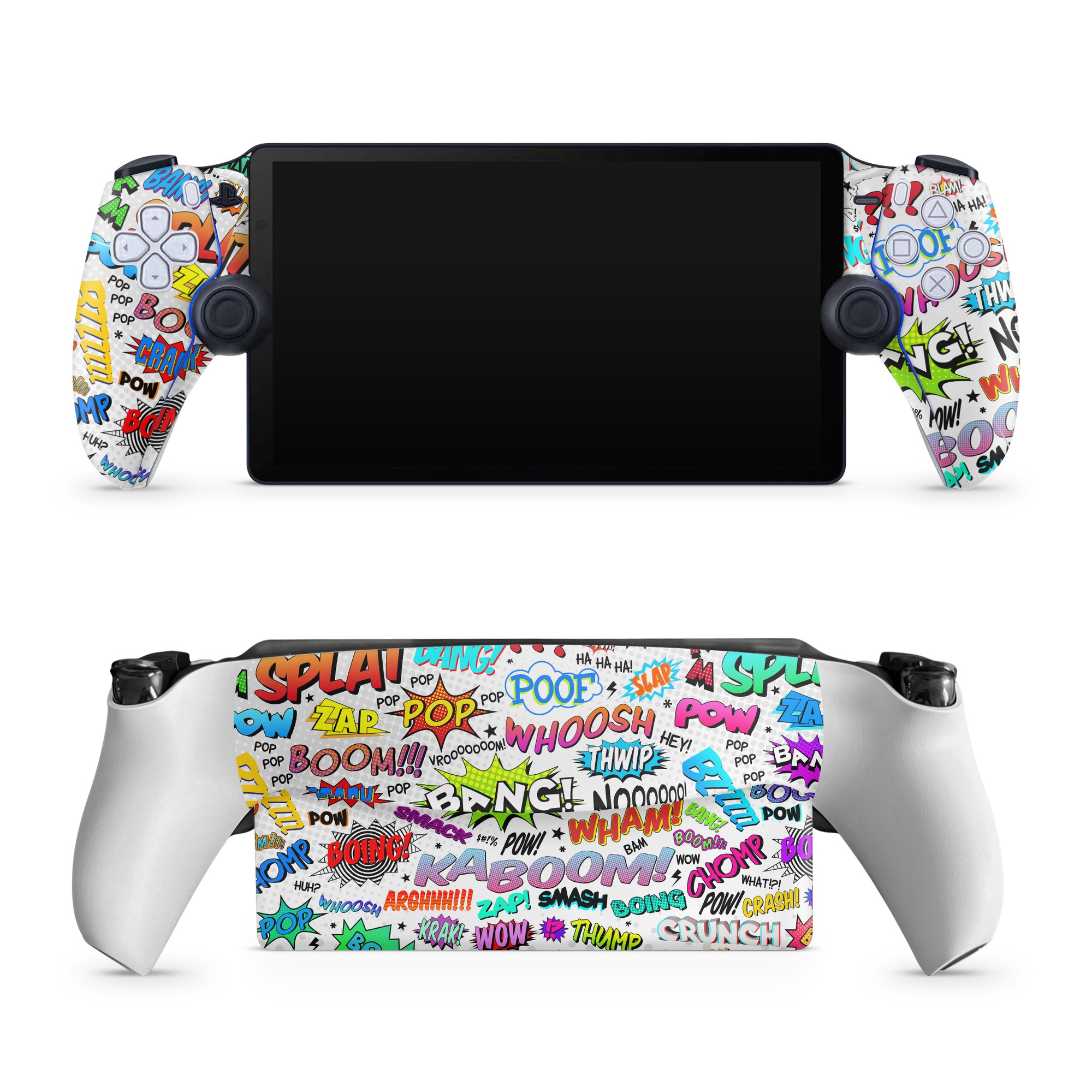 PlayStation Portal Skin design of Text, Font, Line, Graphics, Art, Graphic design, with gray, white, red, blue, black colors